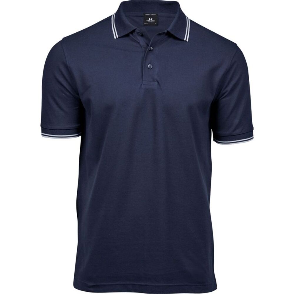 Tee Jays Mens Luxury Stripe Polo Shirt / Navy/White